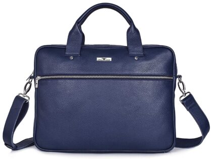 Laptop Bag – Xander, the Dark Blue Leather Laptop Bag